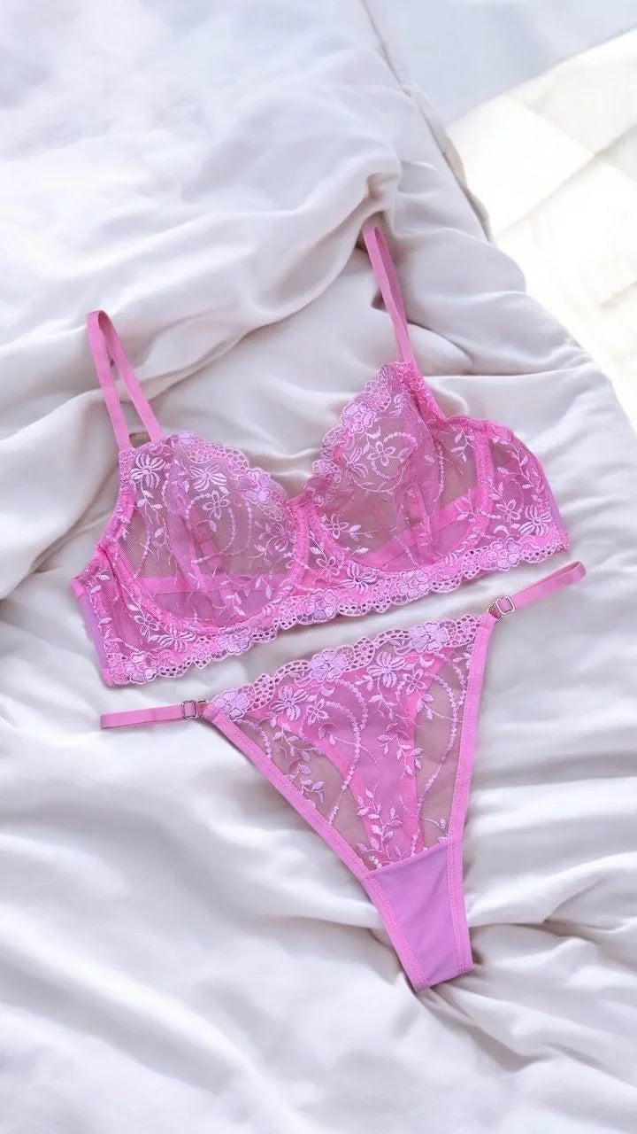 Garden Bralet Takım Pembe (Büyük Beden)