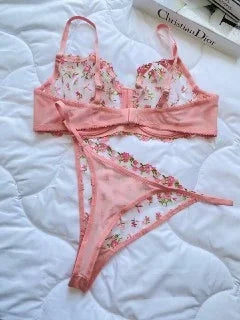 Golden Bralet Takım - Pembe (Büyük Beden)