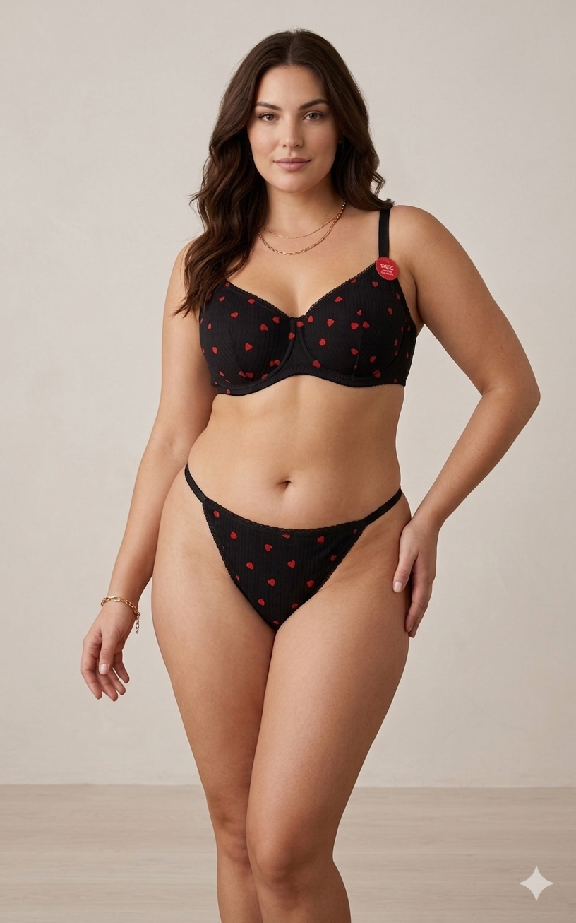 Cotton Bralet Takım Siyah (Büyük Beden)