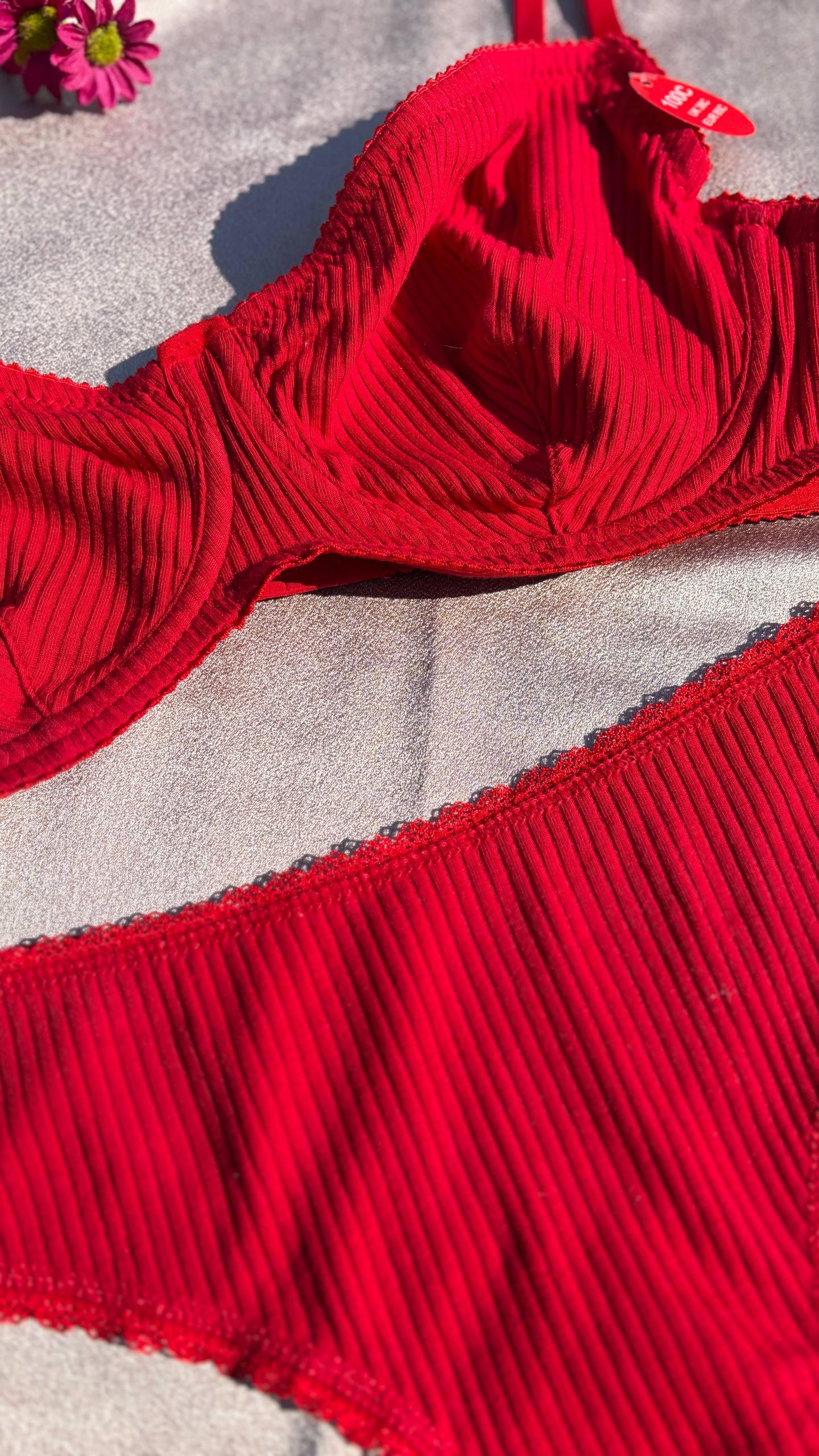 Soft Bralet Takım Kırmızı (Büyük Beden)
