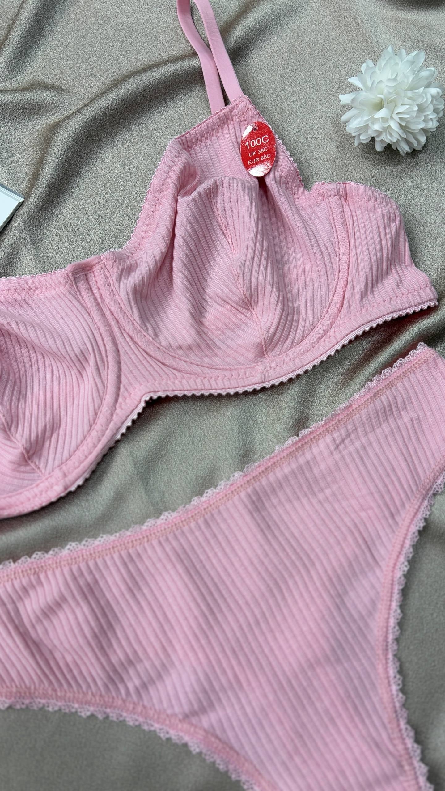 Soft Bralet Takım Pembe (Büyük Beden)