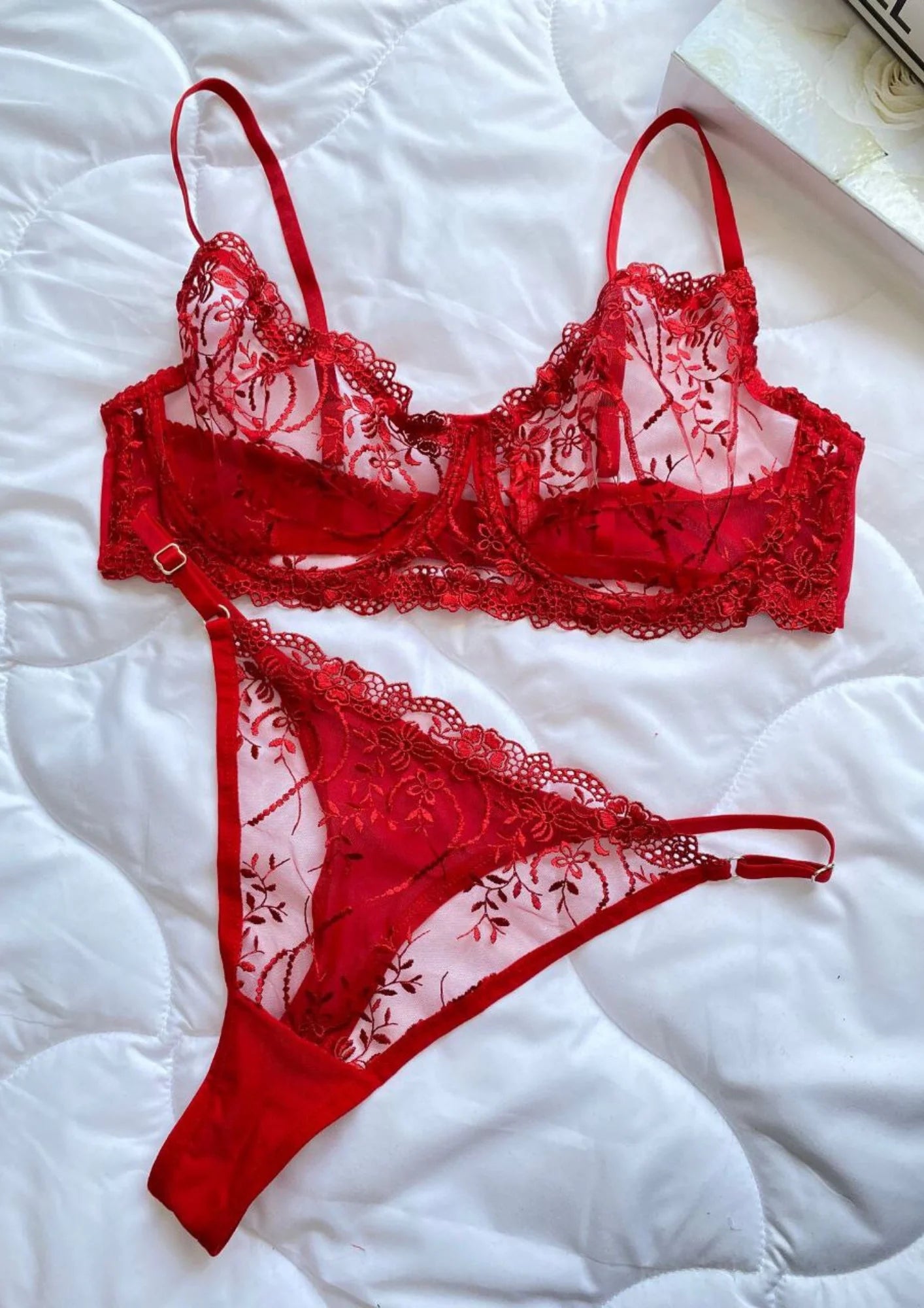 Garden Bralet Takım - Kırmızı (Büyük Beden)