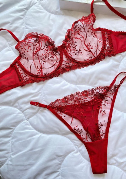 Garden Bralet Takım - Kırmızı (Büyük Beden)