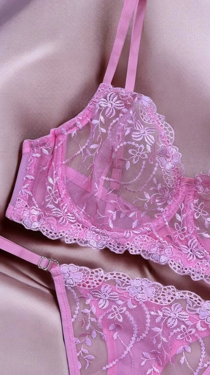 Garden Bralet Takım Pembe (Büyük Beden)