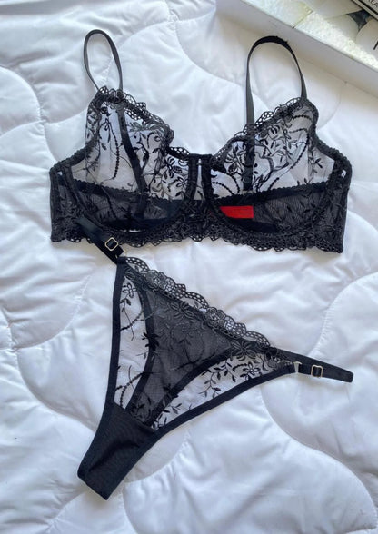 Garden Bralet Takım - Siyah (Büyük Beden)