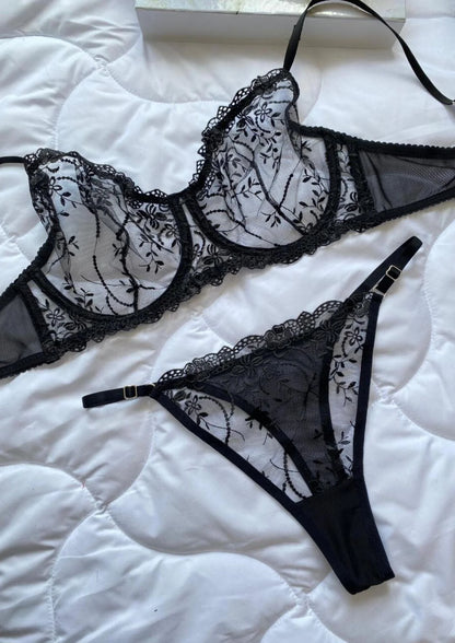 Garden Bralet Takım - Siyah (Büyük Beden)