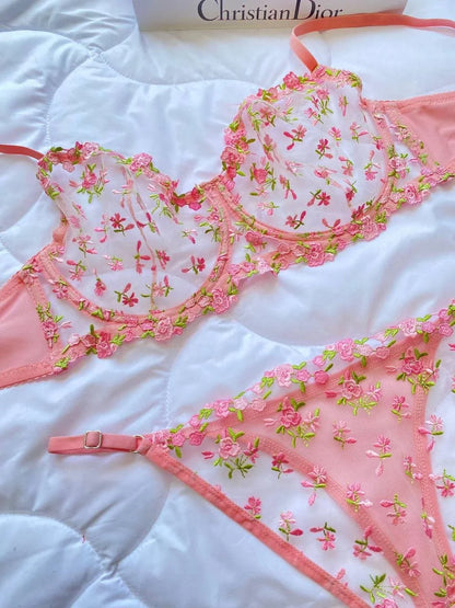 Golden Bralet Takım - Pembe (Büyük Beden)