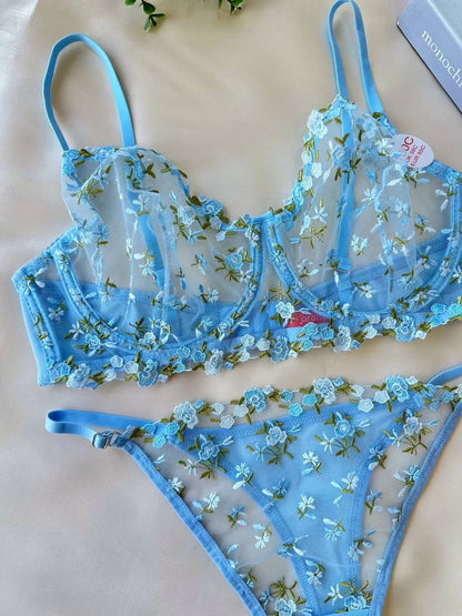 Golden Bralet Takım - Mavi (Büyük Beden)