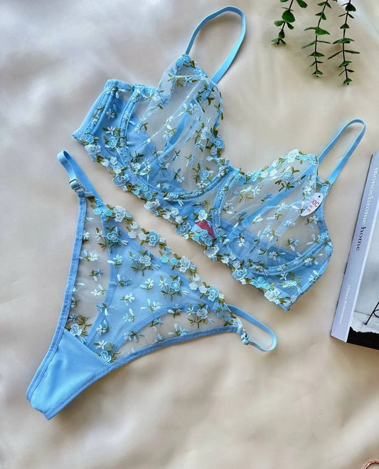 Golden Bralet Takım - Mavi (Büyük Beden)