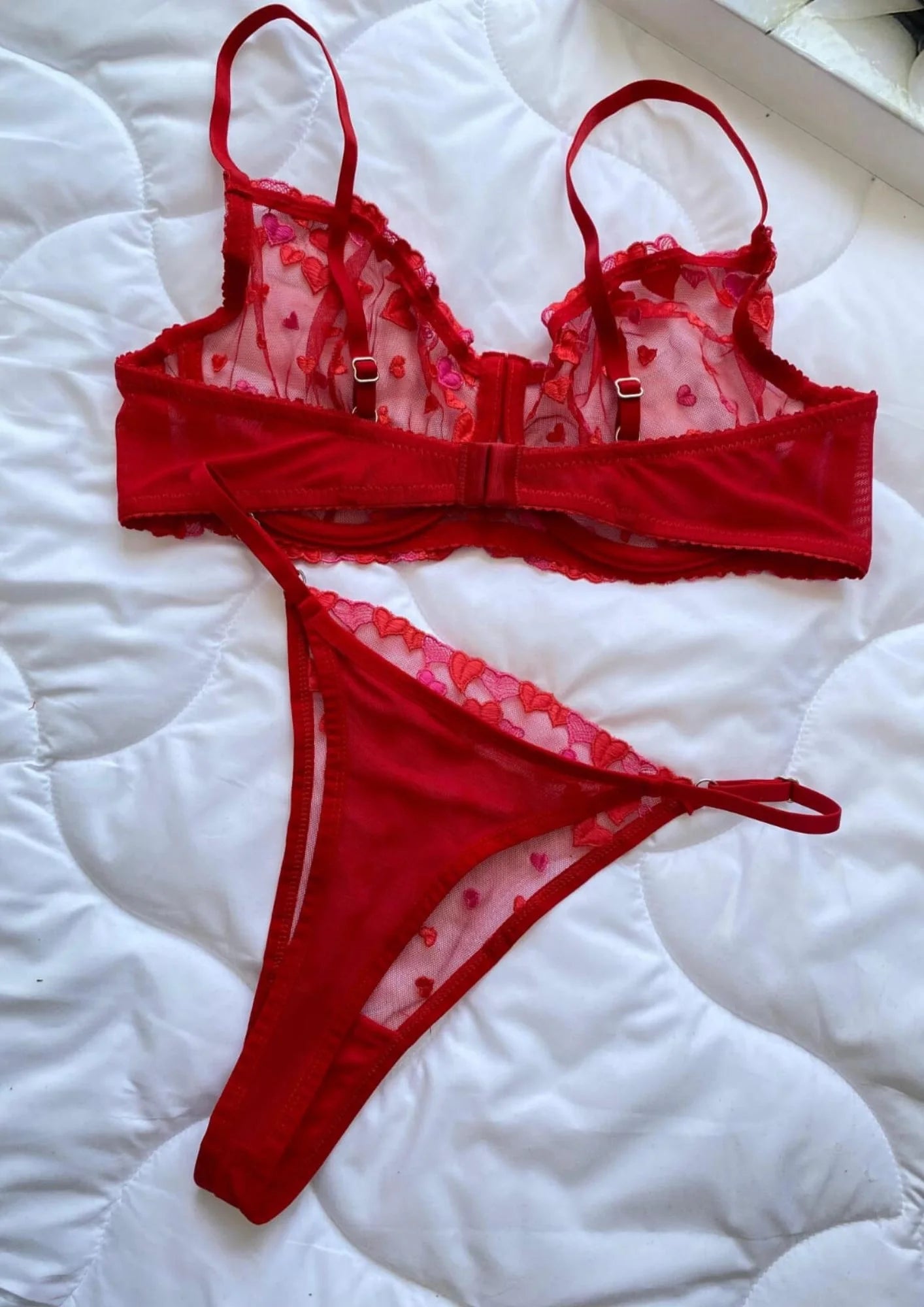 Heart Bralet Takım Kırmızı (Büyük Beden)