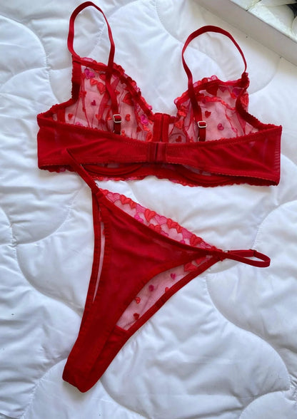 Heart Bralet Takım Kırmızı (Büyük Beden)