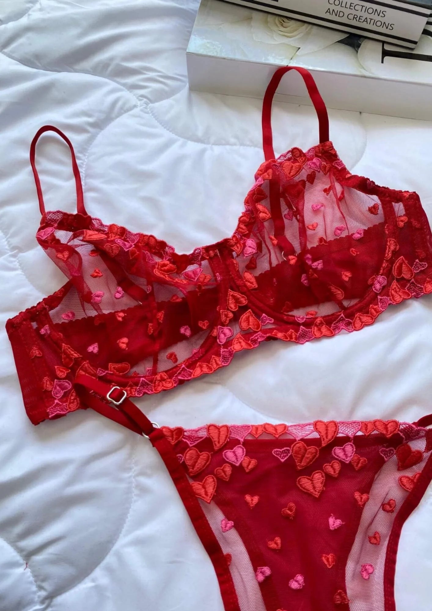 Heart Bralet Takım Kırmızı (Büyük Beden)