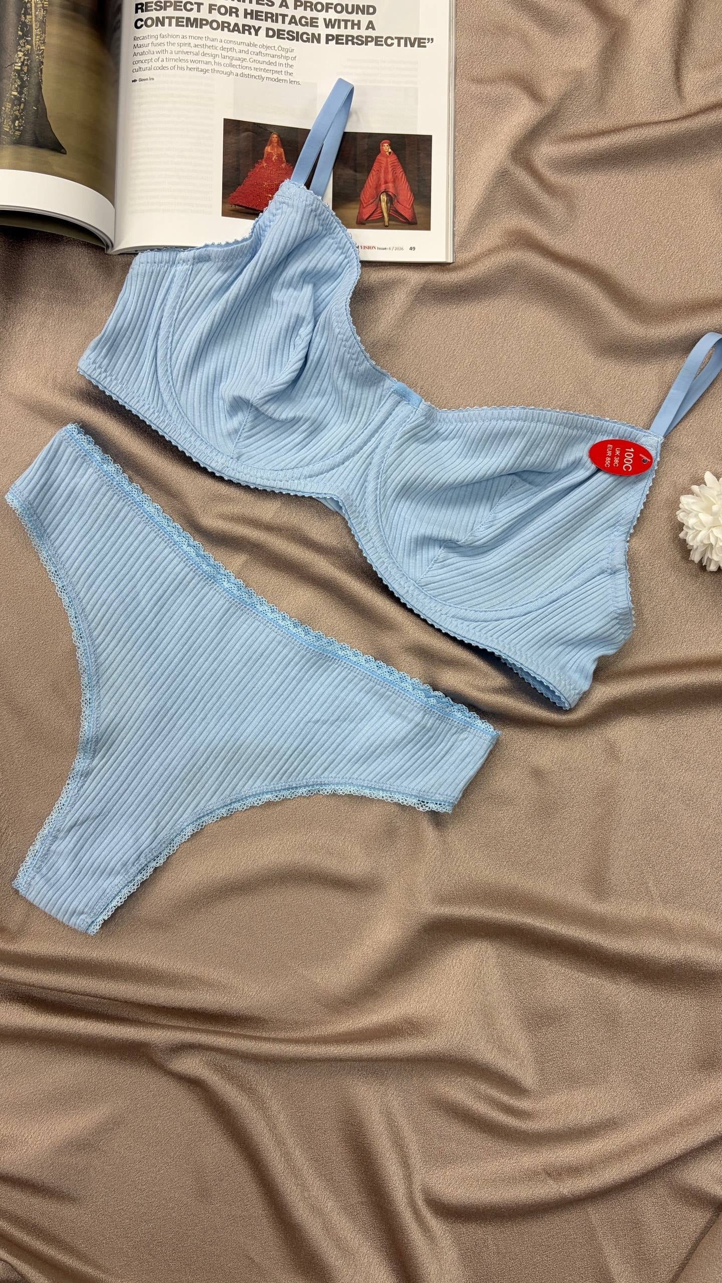 Soft Bralet Takım Mavi (Büyük Beden)