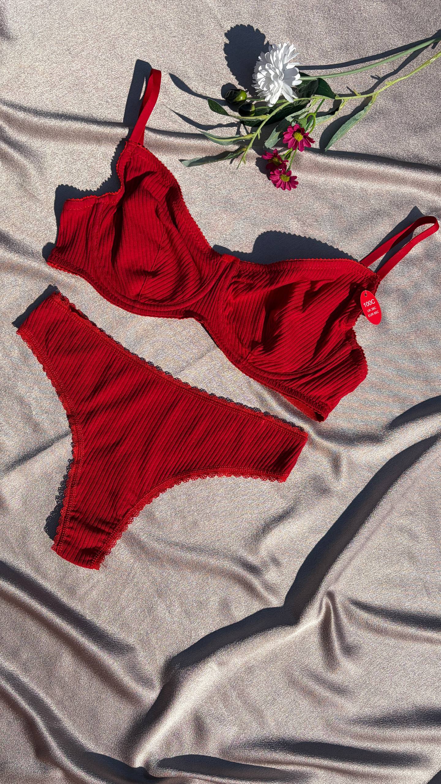 Soft Bralet Takım Kırmızı (Büyük Beden)