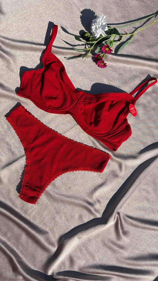 Soft Bralet Takım Kırmızı (Büyük Beden)