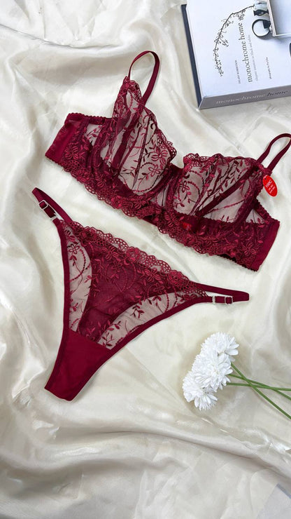 Garden Bralet Takım Bordo (Büyük Beden)