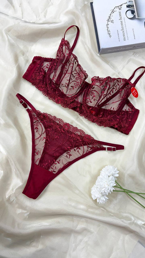 Garden Bralet Takım Bordo (Büyük Beden)