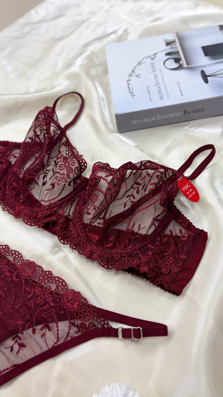 Garden Bralet Takım Bordo (Büyük Beden)