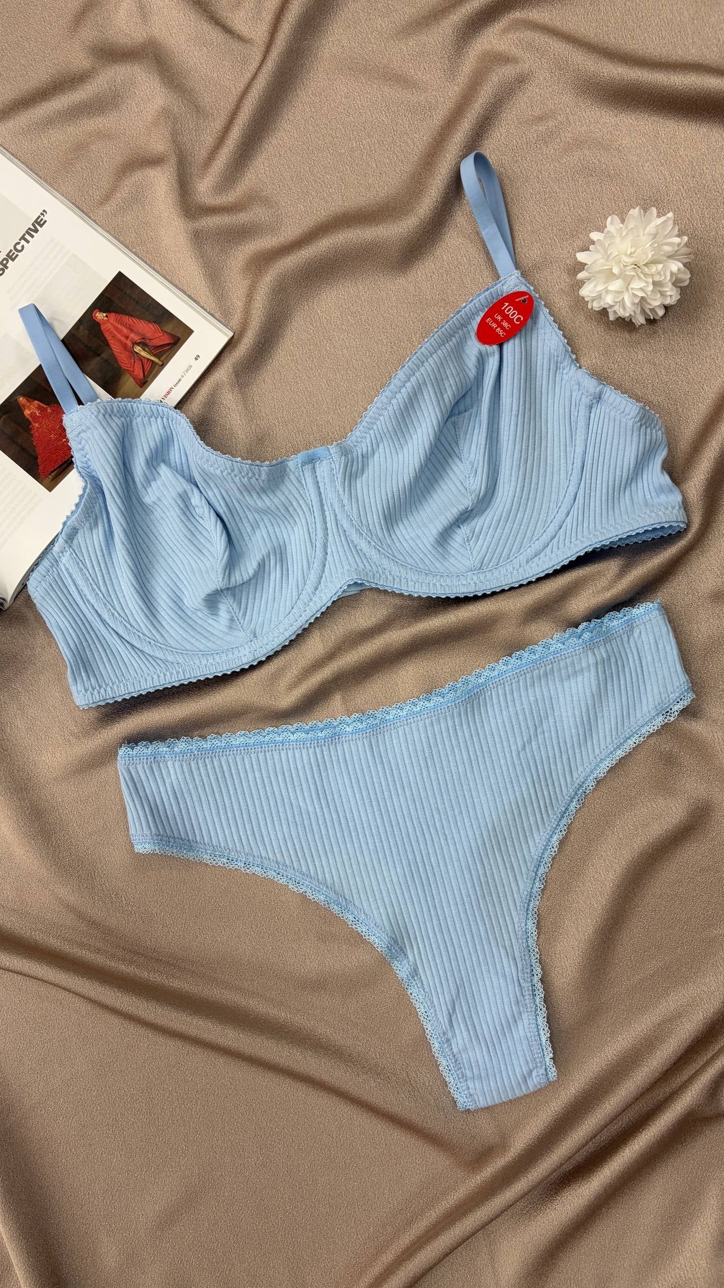 Soft Bralet Takım Mavi (Büyük Beden)