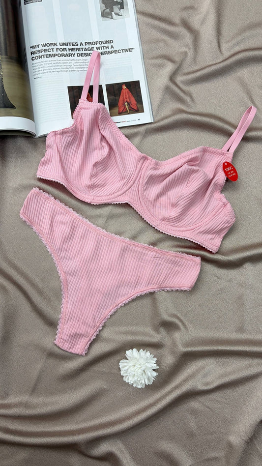 Soft Bralet Takım Pembe (Büyük Beden)