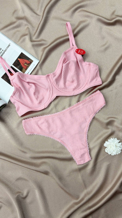 Soft Bralet Takım Pembe (Büyük Beden)