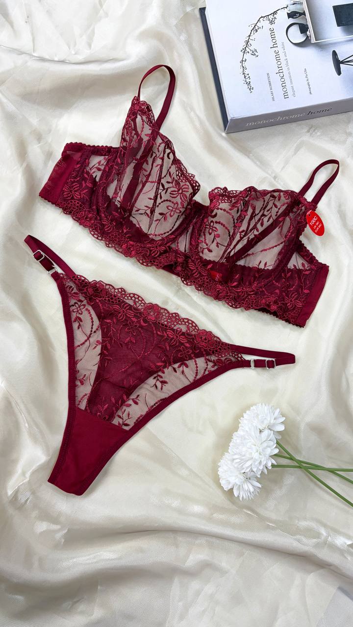 Garden Bralet Takım Bordo (Büyük Beden)