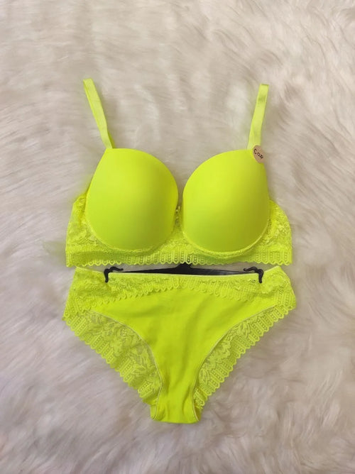 Vanilia Sütyen Takımı - Neon Sarı (Büyük Beden)